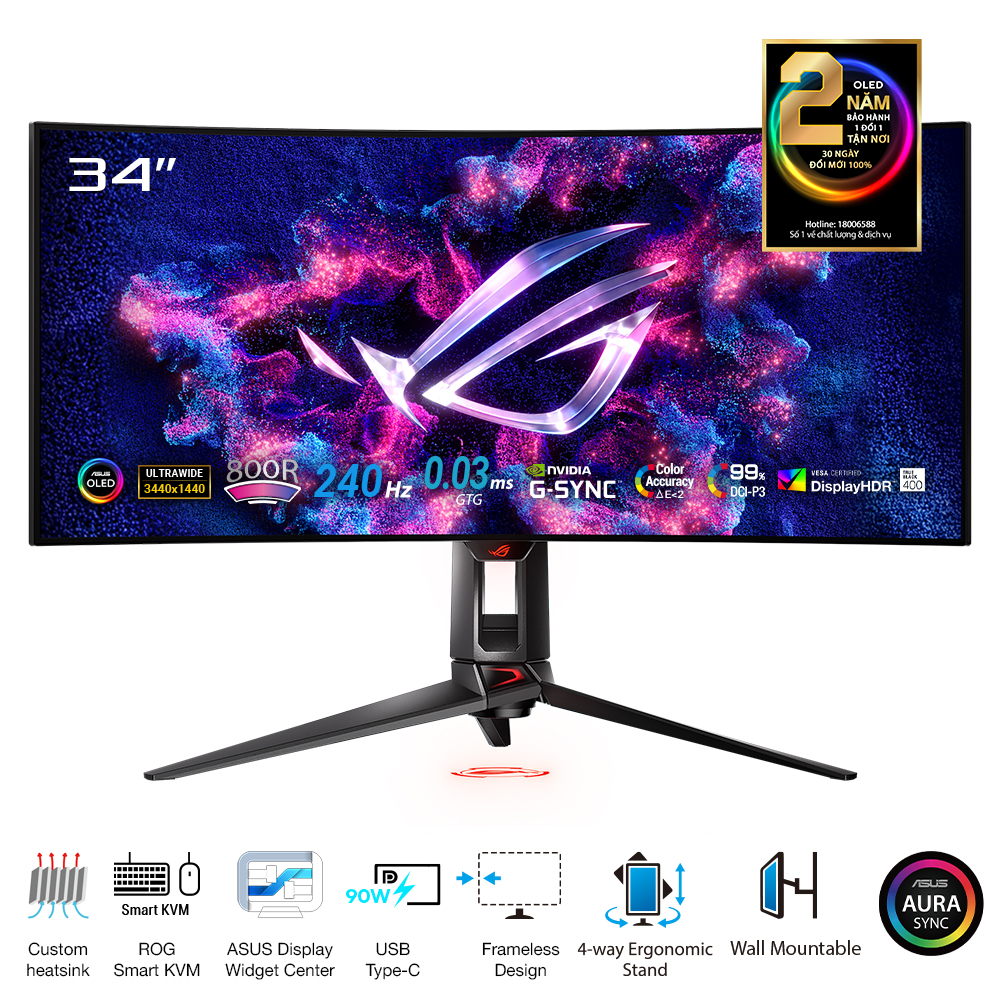 Màn Hình Gaming ASUS ROG Swift OLED PG34WCDM (33.94 inch - WQHD - WOLED - 0.03ms - 240Hz)